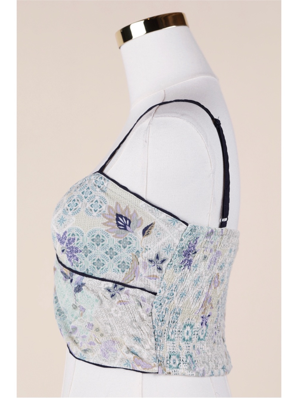 Sz S Promesa Pastel Boho Crinkle Gauze Wrap Cropped Spaghetti Strap Tank NWOT - Picture 2 of 4